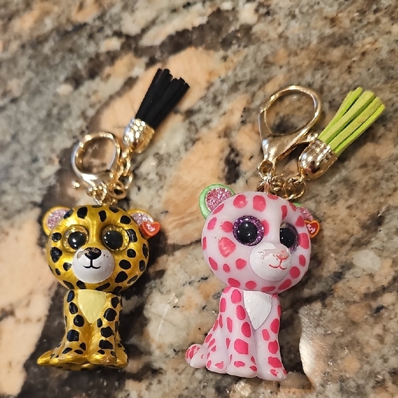 Ty Pink and Yellow Spotted Animal Keychain Set - Picture 2 of 7